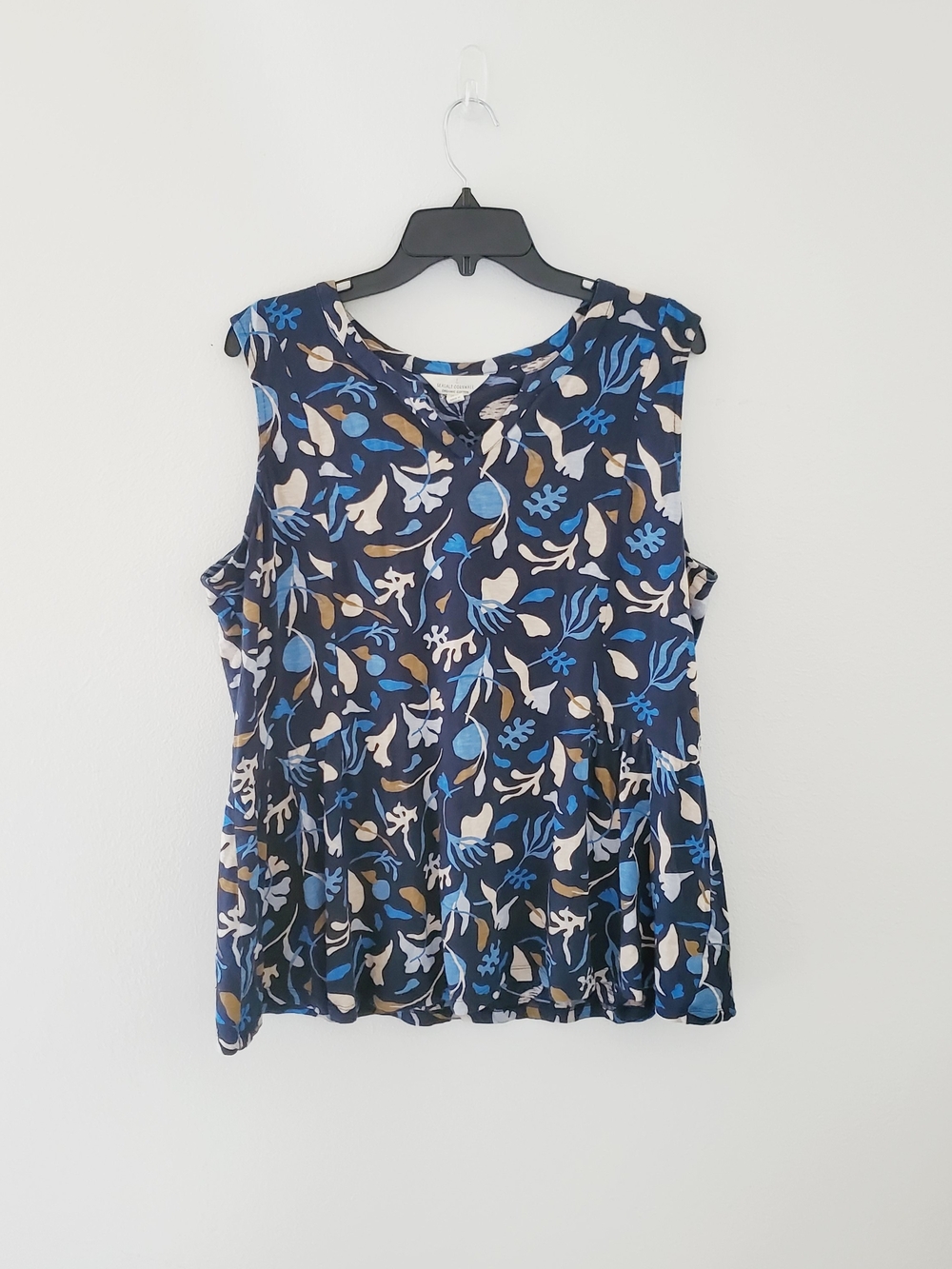 Seasalt Cornwall Flag Iris Vest Floral Sleeveless Peplum Tank Top Size 14